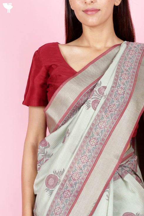 Maheshwari Saree In Block Print
